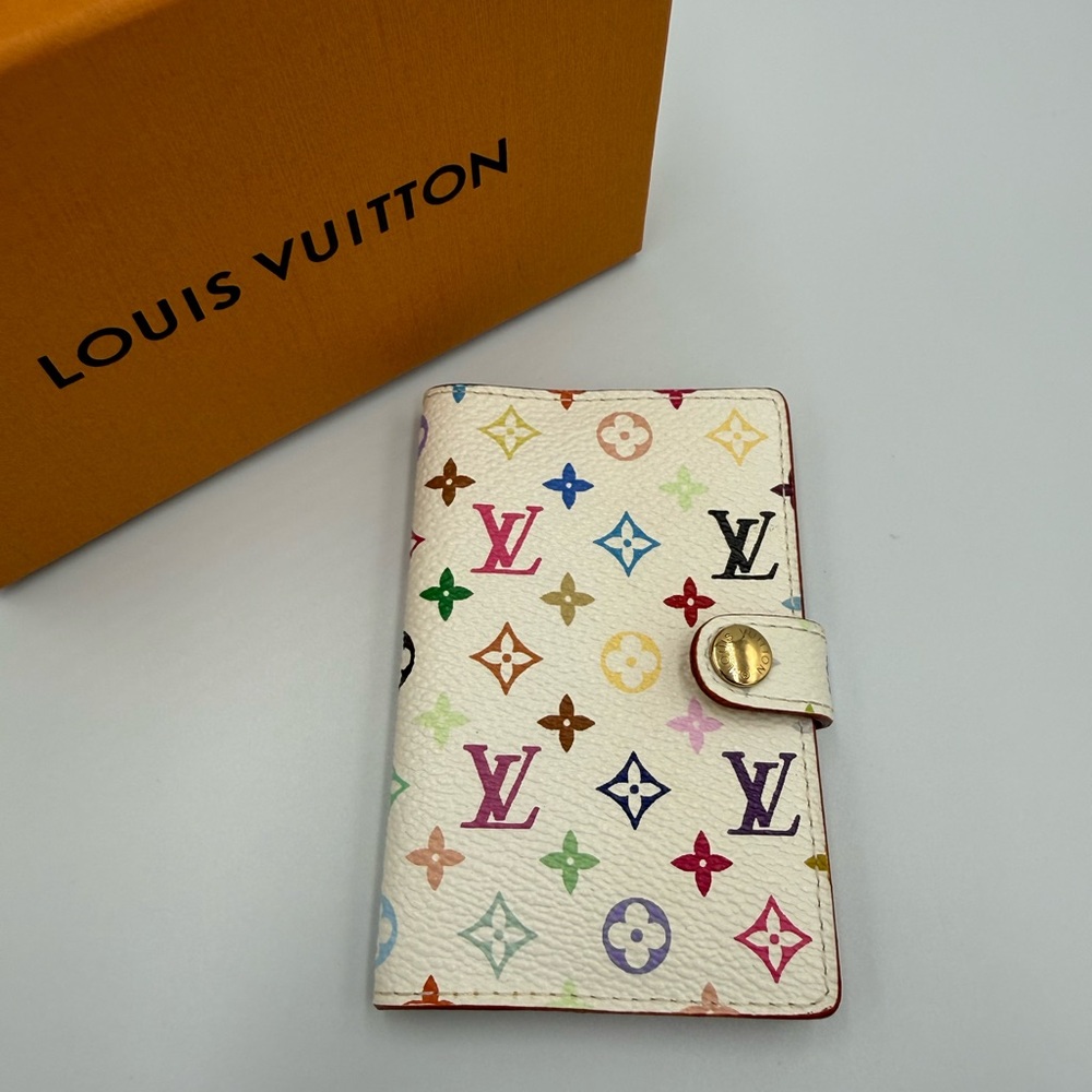 Louis Vuitton White Multicolor Monogram Mini Agenda Wallet